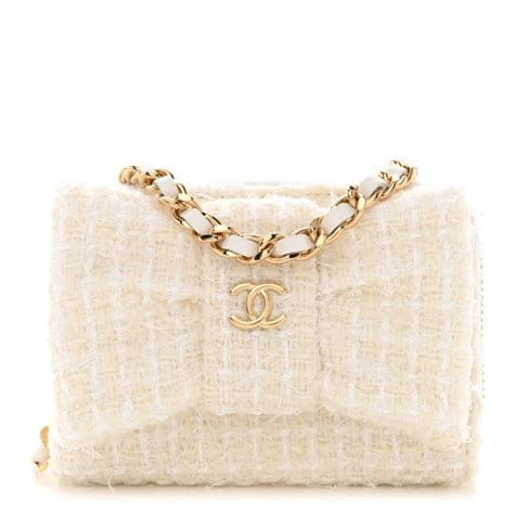 chanel cardholder with chain|CHANEL Tweed Quilted Bow Flap Card Holder On Chain White .